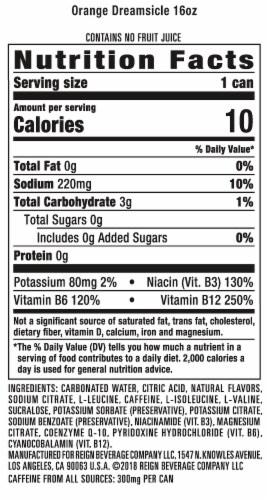 Reign Orange Dreamsicle Energy Drinks Perspective: right