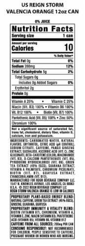 REIGN Storm, Valencia Orange, Fitness & Wellness Energy Drink, 12 Fl Oz Perspective: right