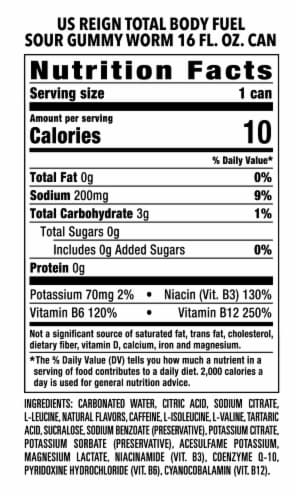Reign® Total Body Fuel Sour Gummy Worm Energy Drink Can Perspective: right