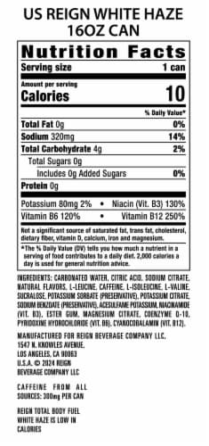 Reign Total Body Fuel White Haze 16 Fl Oz Perspective: right