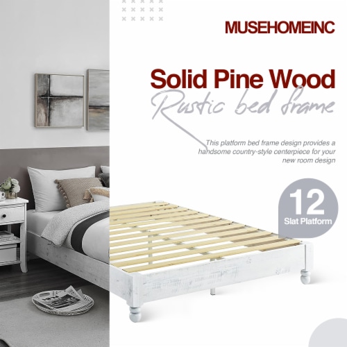 Musehomeinc 12 inch wood frame platform bed natural finish discount