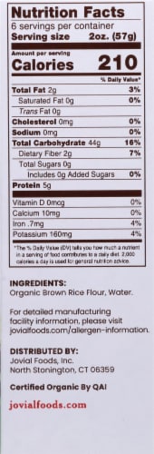 Jovial Organic Gluten Free Brown Rice Penne Pasta Perspective: right