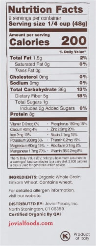 Jovial 100% Organic Einkorn Wheat Berries Perspective: right