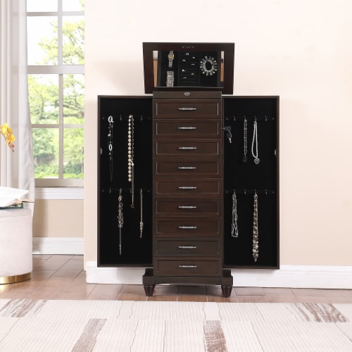 Joseph Espresso Locking Jewelry Armoire with 9 Drawer, 1 Kroger