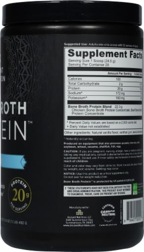 Ancient Nutrition Vanilla Bone Broth Protein Perspective: right