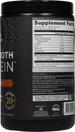 Ancient Nutrition Chocolate Bone Broth Protein Powder Perspective: right