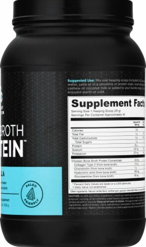 Ancient Nutrition Bone Broth Protein Vanilla Dietary Supplement Perspective: right
