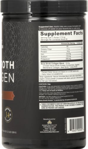 Ancient Nutrition Chocolate Bone Broth Collagen Perspective: right