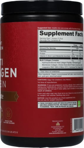 Ancient Nutrition Chocolate Multi Collagen Protein Powder Perspective: right
