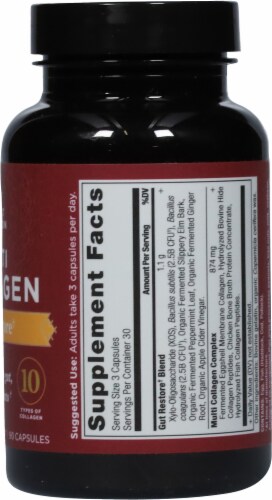 Ancient Nutrition Multi Collagen Protein Gut Restore Capsules Perspective: right