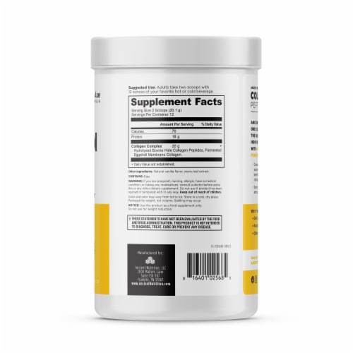 Ancient Nutrition Vanilla Flavor Collagen Peptides Dietary Supplement Perspective: right