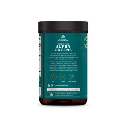 Ancient Nutrition Organic Super Greens Watermelon Dietary Supplement 8.82 oz Perspective: right