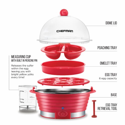 Chefman Electric Egg Cooker Boiler - Red, 1 ct - Fry's Food Stores