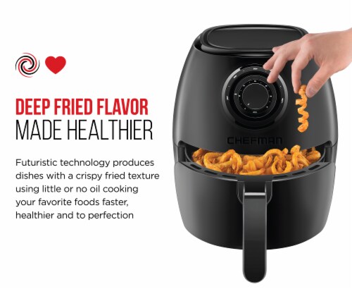 Chefman Analog Air Fryer with Dual Control - Black Perspective: right