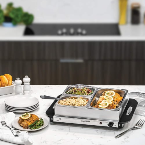 Chefman Stainless Steel Electric Buffet Server & Warming Tray Perspective: right
