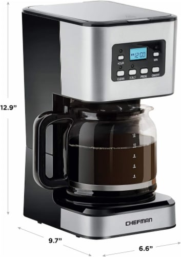 Chefman Square Stainless Steel Programmable Electric Coffee Maker - Silver Perspective: right