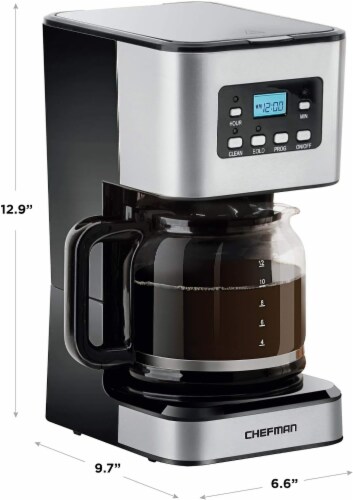 Chefman Square Stainless Steel Programmable Electric Coffee Maker - Silver Perspective: right