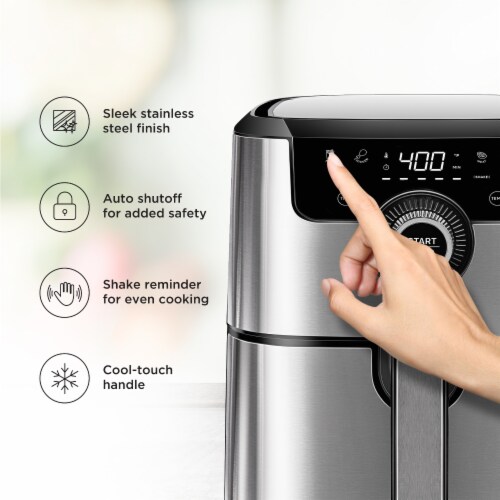 Chefman Square Stainless Steel Air Fryer - Silver Perspective: right