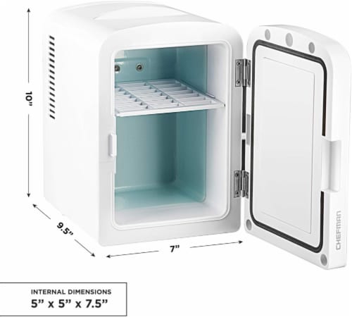 Chefman Portable LED Mirrored Mini Fridge - White Perspective: right