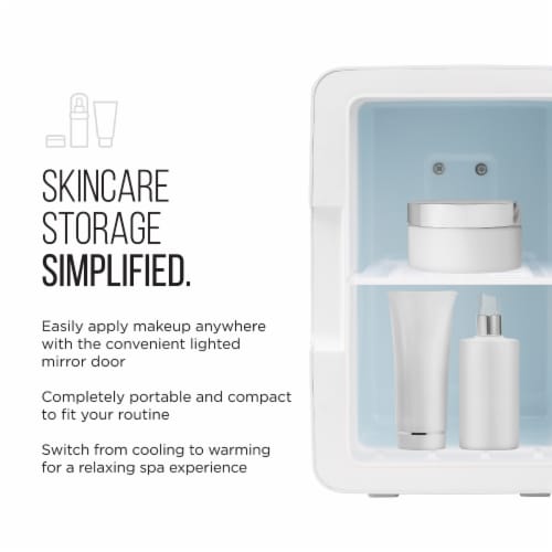 Chefman Portable LED Mirrored Mini Fridge - White Perspective: right