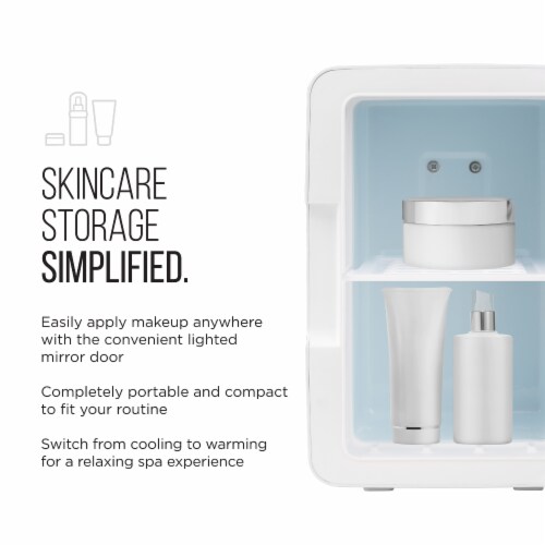 Chefman Portable LED Mirrored Mini Fridge - White Perspective: right