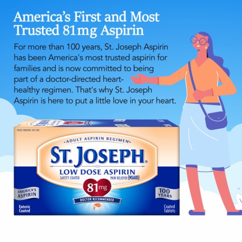 St Joseph® Pain Reliver Low Dose Aspirin Coated Tablets Perspective: right