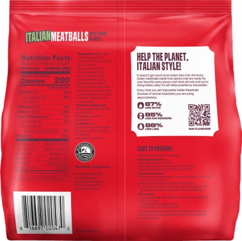 Impossible® Plant-Based Frozen Italian Meatballs Perspective: right