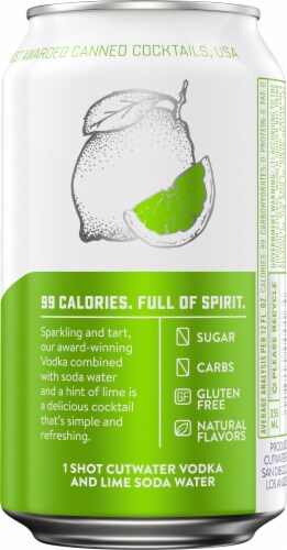 Cutwater® Spirits Fugu Lime Vodka Soda Cocktail Perspective: right