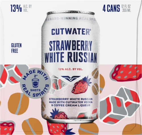 Cutwater® Strawberry White Russian Cocktail Cans Perspective: right