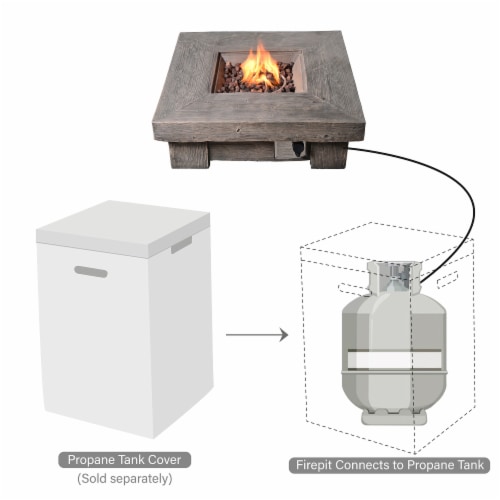Peaktop Retro Square Propane Gas Fire Pit in Wood - Teamson Perspective: right