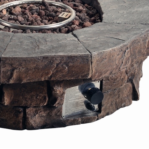 Peaktop Round Propane Gas Fire Pit in Slate Perspective: right