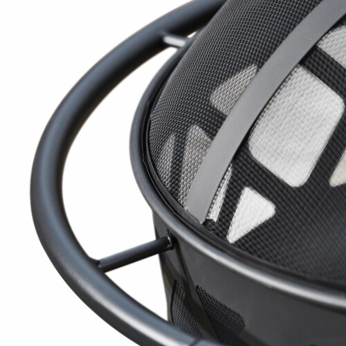 Peaktop Round Steel Wood Burning Fire Pit in Black - Teamson Perspective: right
