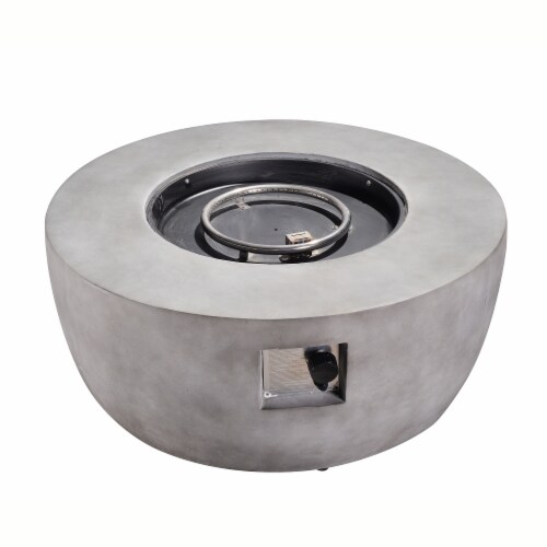 Teamson Home Outdoor Round Concrete Base Propane Gas Fire Pit for Garden Patio Decor, Gray Perspective: right