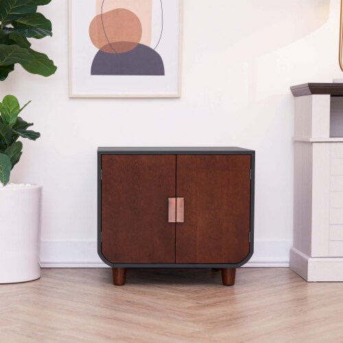 Teamson Pets Decorative Dyad Wooden Cat Litter Box Cabinet & Side Table, Pet Furniture, Brown Perspective: right
