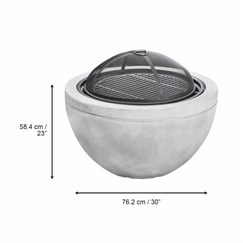 Teamson Home Outdoor Round BBQ Grill Wood Burning Fire Pit with Fireplace Poker Perspective: right