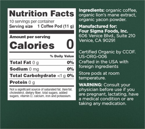 Four Sigmatic Focus Organic Coffee Dark Roast Pods Perspective: right