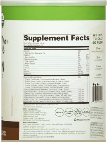 Four Sigmatic Repair Creamy Cacao Plant-Based Protein with Superfoods Perspective: right