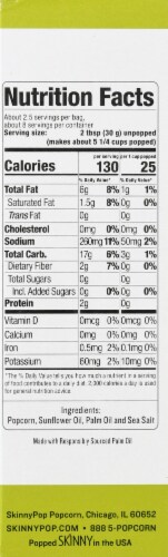 SkinnyPop Sea Salt Popcorn 3 Count Perspective: right
