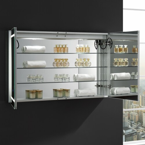 Fresca Spazio 48  Wide X 30  Tall Bathroom Medicine Cabinet W/ Led Lighting & Defogger Perspective: right