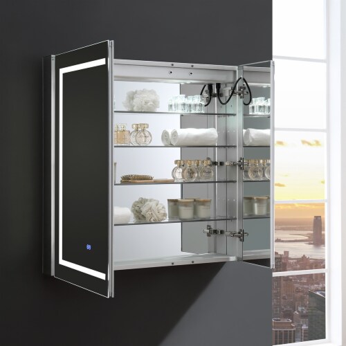 Fresca Spazio 36  Wide X 36  Tall Bathroom Medicine Cabinet W/ Led Lighting & Defogger Perspective: right