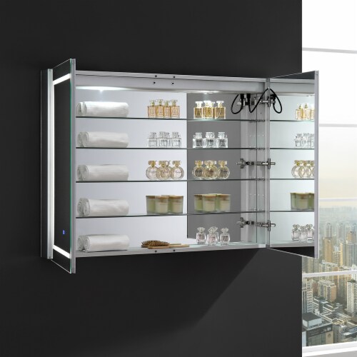 Fresca Spazio 48  Wide X 36  Tall Bathroom Medicine Cabinet W/ Led Lighting & Defogger Perspective: right