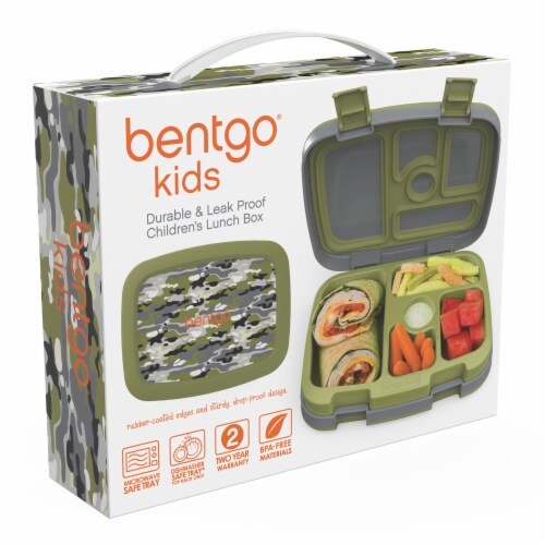 Bentgo Kids Durable & Leak Proof Camouflage Children's Lunch Box - Green Perspective: right
