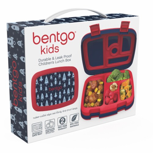 Bentgo Kids Durable & Leak Proof Rocket Children's Lunch Box - Red/Navy Perspective: right