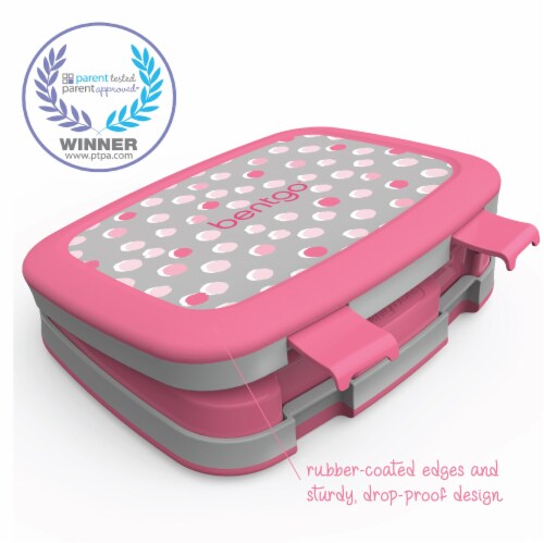 Bentgo Kids Durable & Leak Proof Pink Dots Children's Lunch Box - Gray Perspective: right