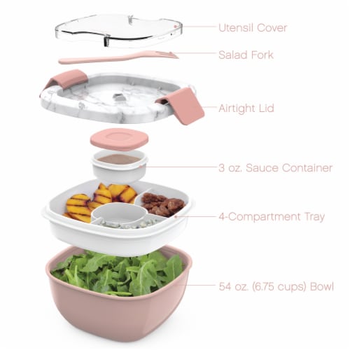 to-Go Salad Bowl Container W/ Bowl, Dressing Cup, Lid, & Fork