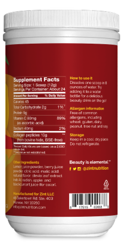 Zint Strawberry Lemonade Sweet Collagen Beauty Drink Mix Perspective: right
