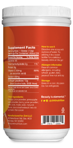 Zint Beauty Elements Sweet Collagen Pineapple Orangeade Beauty Drink Mix Perspective: right