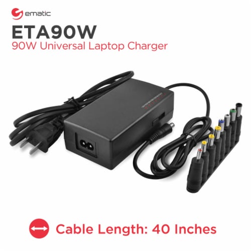 Ematic ETA90W 90-Watt Universal Laptop Charger with 40-Inch Cable Perspective: right