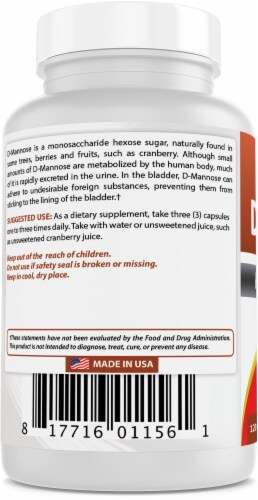 Best Naturals D-Mannose Capsules - Urinary Tract Cleanse Supplement 1500mg/Serving - 120 Coun Perspective: right