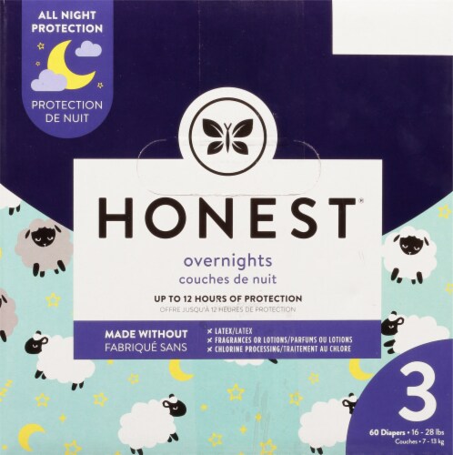The Honest Company Clean Conscious Diapers Sleepy Sheep Overnight Diapers Size 3 (16-28 lbs) Perspective: right